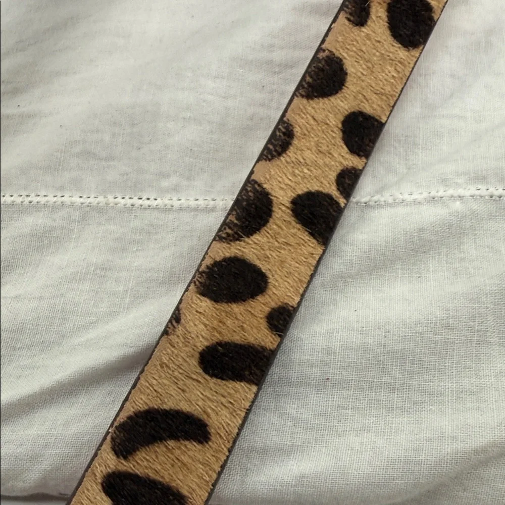 GAP Belt Wm Large Leopard Print Calf Hair Red Faux Leather Interior Thin Animal